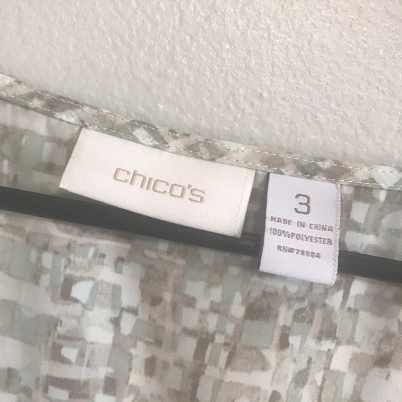 CHICO'S Printed Round Neck Sleeveless Top Size 3=US/16 - Picture 3 of 4